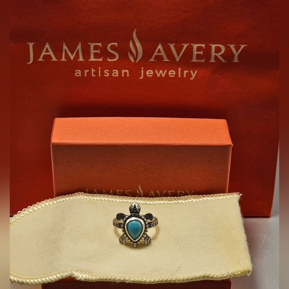 James Avery Sterling and Turquoise Turtle Ring